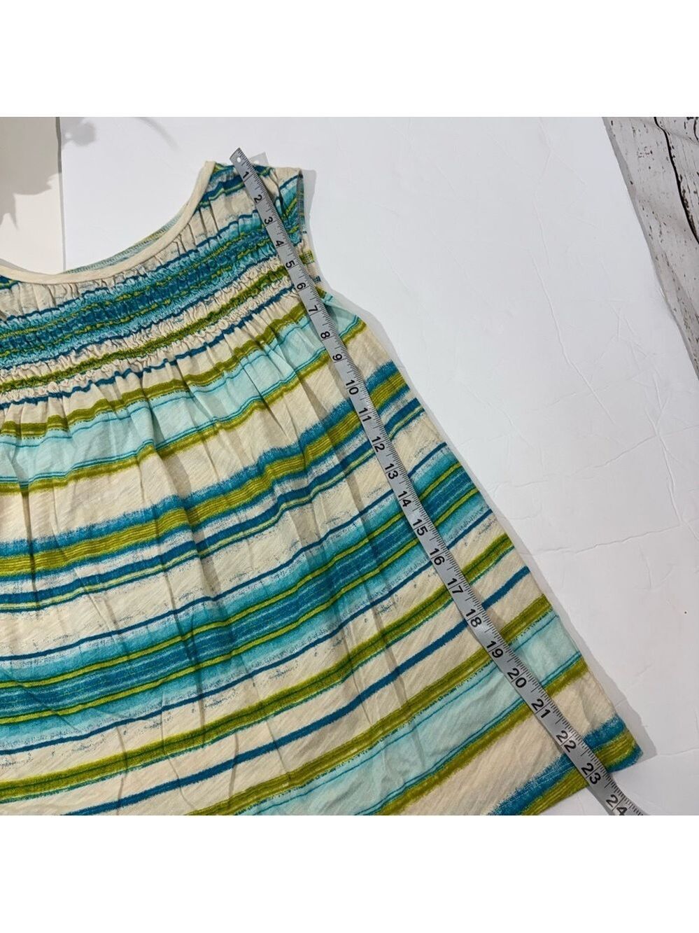 LOFT Smocked Striped Top MP - Picture 3 of 6